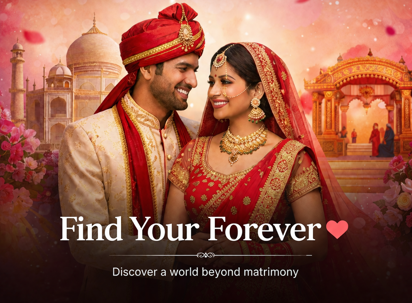 indian wedding romance with taj mahal backdrop